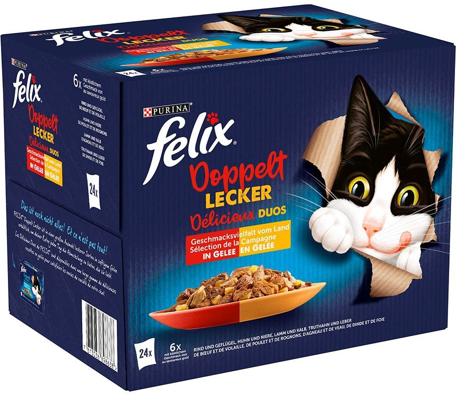 Felix Fantastic So gut... dvojnásobne lahodný hovädzie a hydinové jahňacie a teľacie kuracie a ľadviny morčacie a pečeň 24 x 85 g