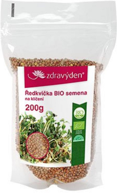BIO Reďkovka - Raphanus sativus - bio semená na klíčenie - 200 g
