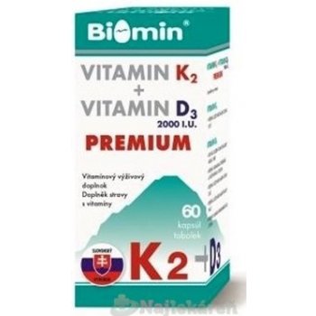Biomin Vitamin K2 + Vitamin D3 2000.I.U. Premium 60 kapsúl od 7,7 € -  Heureka.sk