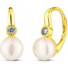 JwL Luxury Pearls Slušivé pozlátené náušnice s perlami a zirkónmi JL0851