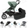 Set 5v1 Thule Urban Glide 3 Mist green s magnetickou sponou + vanička Black + pláštenky + ochranná sieť