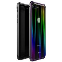 Púzdro Luphie Aurora Magnet Hard Case Glass iPhone 7/8 Plus čierne/fialové