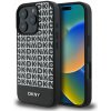 DKNY PU Leather Repeat Pattern Bottom Stripe MagSafe Zadní Kryt pro iPhone 16 Pro Max Black