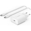 Belkin 25W USB-C Power Delivery PPS nástěnná nabíječka + 1m USB-C na USB-C kabel, bílá WCA004vf1MWH-B6