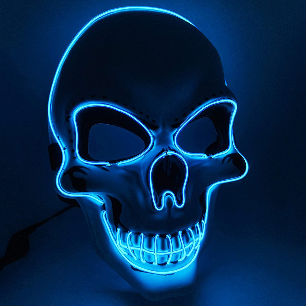 Svietiaca maska na tvár LEDSkull modrá
