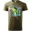 Rybárske tričko klasik ryba - Military, S