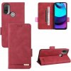 Peňaženkové kožené puzdro Magnetic Clasp na Motorola Moto E20 / E30 / E40 - Červená