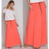Fashionweek Dlhá maxi letná sukňa zo vzdušného materiálu s vreckami + opasok ZIZI00 Farba: Koralový, Veľkosť: Universal