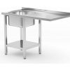Drezový stolík s policou a priestorom pre umývačku riadu pod pultom, HENDI, Vľavo, 1200x700x(H)850mm