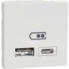 Schneider Electric Slovakia spol. s r.o. Unica - NU301818 - Dvojitý nabíjací USB konektor A+C 2.4A, 2M, Biely