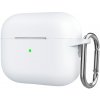 AppleKing silikónový ochranný obal s karabínou pre AirPods Pro 2 (2022) s konektorom Lightning - biely - možnosť vrátiť tovar ZADARMO do 30tich dní