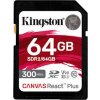 Kingston SDXC karta 64GB Canvas React Plus SDHC UHS-II 300R/260W U3 V90 for Full HD/4K/8K