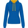Kariban Mikina Kariban K465 s kontrastní kapucí, dámská COT20K465k6204-light royal XL Modrá královská světlá/žlutá
