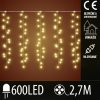 Vianočná LED svetelná záclona CLUSTER na spájanie vonkajšia - 600LED - 2,7M Teplá biela