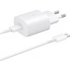 Samsung EP-TA800EWE + EP-DA705BWE 25W Cestovná nabíjačka + USB-C/USB-C Dátový Kábel White