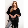 Fashionweek Dámsky asymetrický sveter z vlny Plus Size s výstrihom do V K1925 Čierna