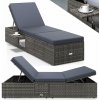 InternetovaZahrada - Záhradné ratanové lehátko sivé - antracit poduška