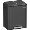 Kuchynský odpadkový kôš SONGMICS, 2 x 15 l, oceľ, čierna farba