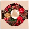 Svietnik MagicHome Vianoce, s čečinou a kvetom, prírodný, 15 cm