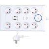 ABCtech Solight PO80 přepěťová ochrana, 8z, USB A+C, 2m, bílá