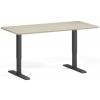 Výškovo nastaviteľný stôl, 160x80 cm, 1 motor, zaoblené rohy, čierna podnož, dub prírodný