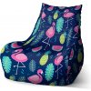 Sablio Sedací vak Bean Ružové plameniaky - 100 x 90 x 45 cm