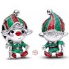 Charm Sterlingové stříbro 925 Vánoční skřítek Elf - vánoční Santa Clausův pomocník, korálek na náramek vánoce