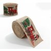 Textilomanie Vianočná stuha CHRISTMAS TRAIN 6,3 cm x 2 m, béžová