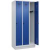 Šatňová skriňa C+P Cabo-Plus, 3 oddelenia, 900 x 500 x 1950 mm, sivo-modrá, podstavec