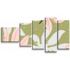Sablio Obraz - 5-dílný Biele a ružové listy - 100x60 cm