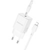 Borofone BN13 Rýchla nabíjačka vrátane dátového kábla Lightning 30 W biela