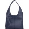 TALIANSKE Veľká dámska kožená kabelka cez plece Talianska tmavo modrá Adel