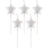 Tortové sviečky Hviezdy - Strieborné, 5 ks