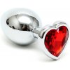 RIMBA BUTT PLUG PLATED STEEL CRYSTAL HEART RED 7,3cm