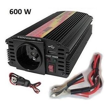 Carspa CAR600U-122 12V/230V+USB 600W, modifikovaná sinus