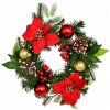Vianočný veniec POINSETTIA s LED osvetlením, 30 cm