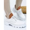 Dámske biele poltopánky na šnurovanie - 40