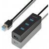 AXAGON HUE-S2BL, 4x USB 3.0 CHARGING hub, micro USB nap. konektor, kábel USB-A 1.2m