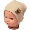 Baby Nellys Rebrovaná dvojvrstvová čiapka s lemom - béžová, veľ. 80/86, 80/86 (12-18m)
