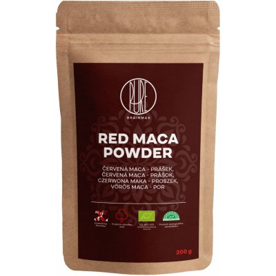 BrainMax Pure Red Maca Powder Maca červená BIO prášok 200 g