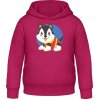 AWDis Detská Mikina s Kapucňu - Dizajn so psom pre deti - záchranár - Zvodná ružová - 5 - 6 Rokov - Detské