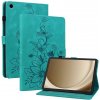 Knižkové puzdro Embossing Pattern Ľalia zelené – Samsung Galaxy Tab A9+ / A11+