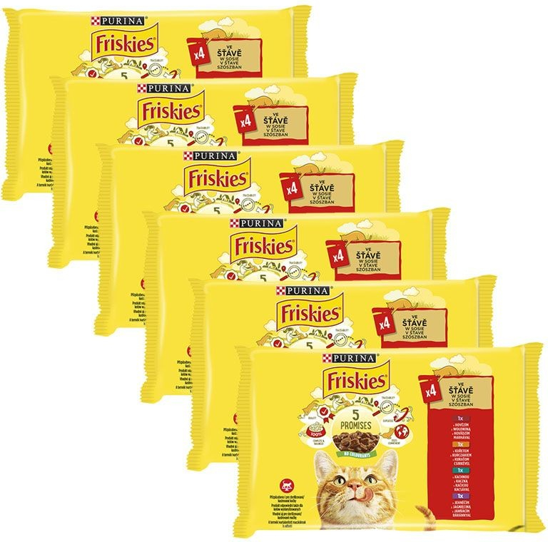 Friskies Cat kura hovädzie jahňa a kačka v šťave 6 x 4 x 85 g