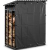 hillvert Stojan na palivové drevo - s plachtou a strieškou - 600 kg - 137 x 90 x 171 cm – čierny HI-FWR-17