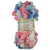 Alize Puffy Color 6525 - biela, modrá, ružová (pletenie rukami bez ihlíc)