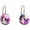 Strieborné náušnice visiace s kryštálmi Swarovski fialové okrúhle 31106.5
