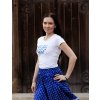 Folklórne tričko dámske s výšivkou IKA modrá Farba: 01-čierna, Veľkosť: XXL, Výstrih: U-výstrih