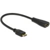 Delock HDMI prepojovací kábel Zástrčka HDMI Mini-C, Zásuvka HDMI-A 0.23 m čierna 65650 pozlátené kontakty HDMI kábel; 65650