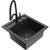 Mexen Vito, 1-komorový granitový drez 520x490x210 mm, drezová batéria Duo, čierna škvrnitá, 6503-76-671701-70-B