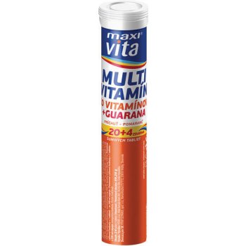 MaxiVita Multivitamín 10 vitamínov + guarana s príchuťou pomaranča 24 šumivých tabliet